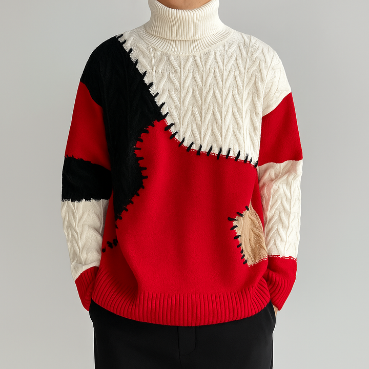 Aspen Patchwork Turtleneck Sweater