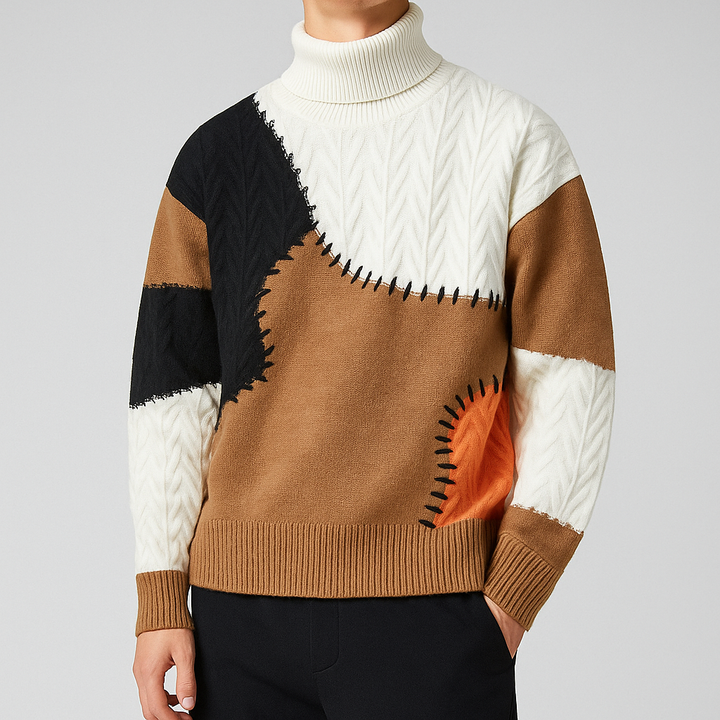 Aspen Patchwork Turtleneck Sweater