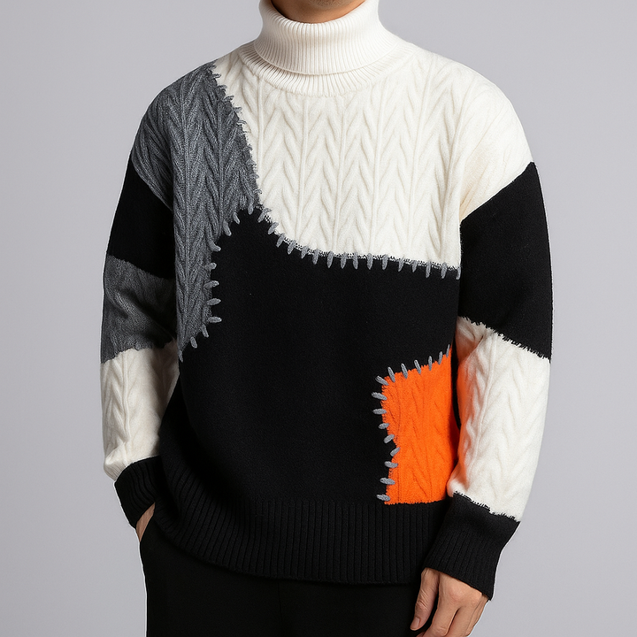 Aspen Patchwork Turtleneck Sweater