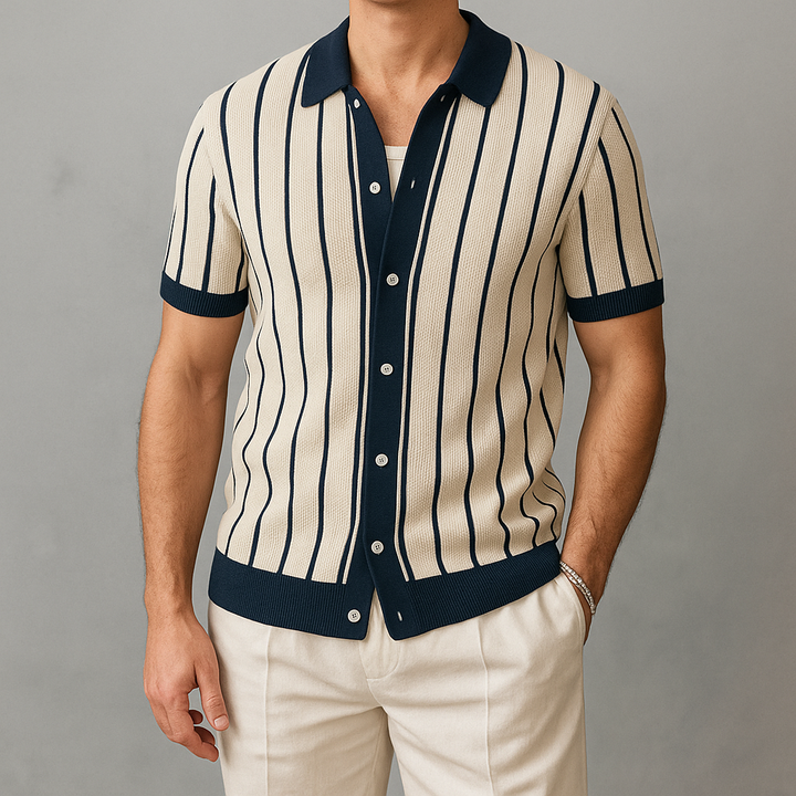 Bayside Striped Knit Polo Shirt