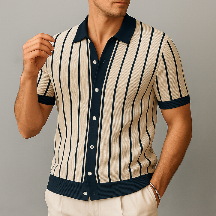 Bayside Striped Knit Polo Shirt