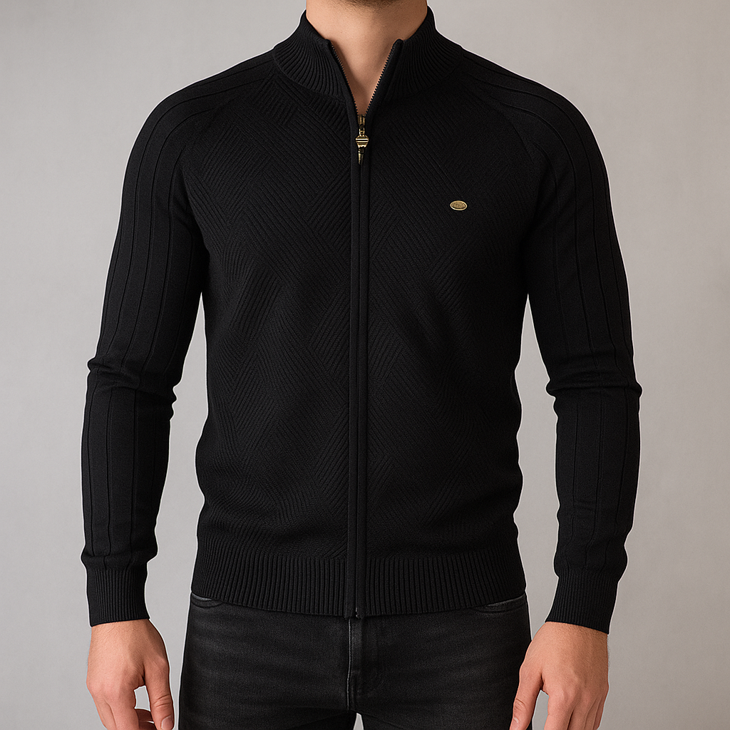 Diamond Knit Zip Cardigan