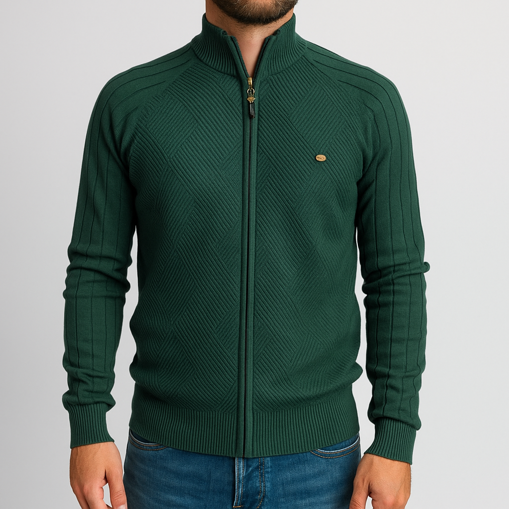 Diamond Knit Zip Cardigan