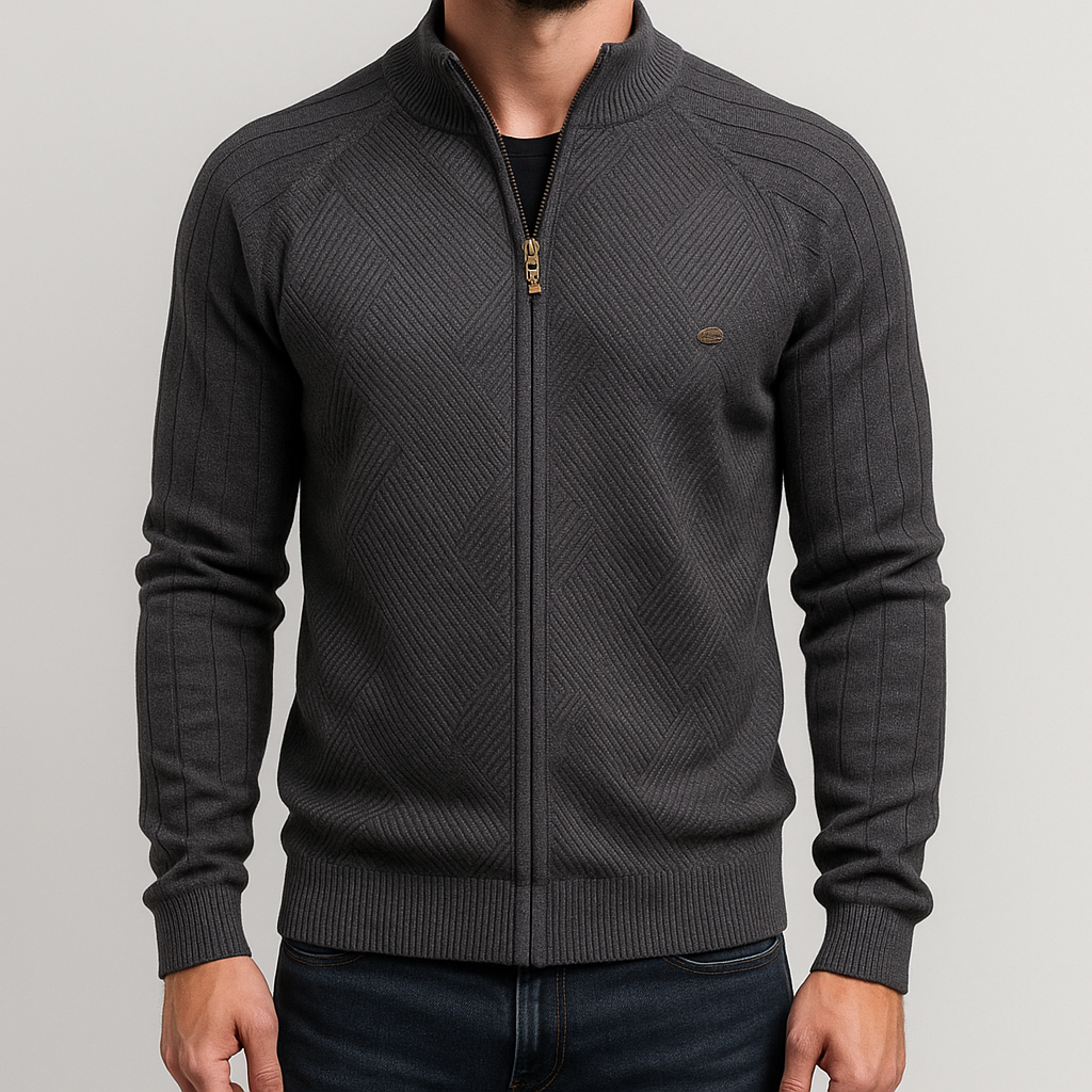 Diamond Knit Zip Cardigan