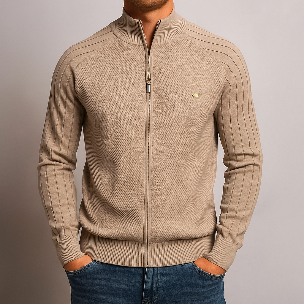 Diamond Knit Zip Cardigan
