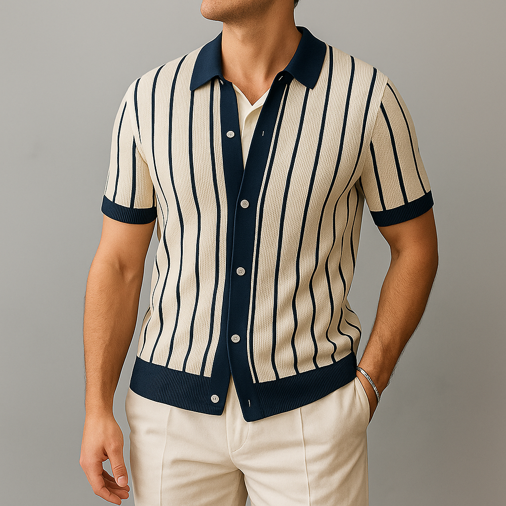 Bayside Striped Knit Polo Shirt