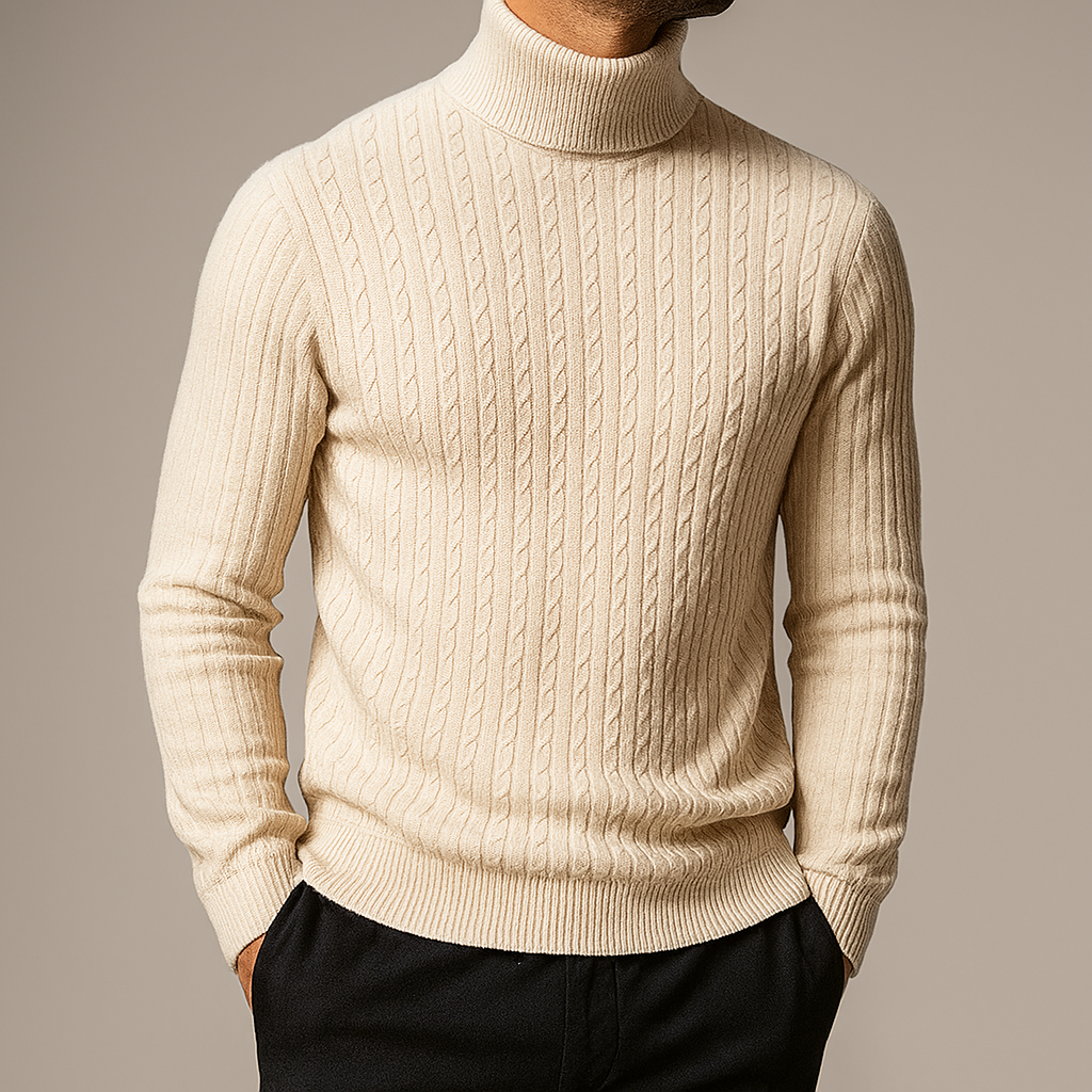 Ribbed Knit Turtleneck Sweater