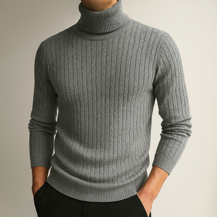 Ribbed Knit Turtleneck Sweater
