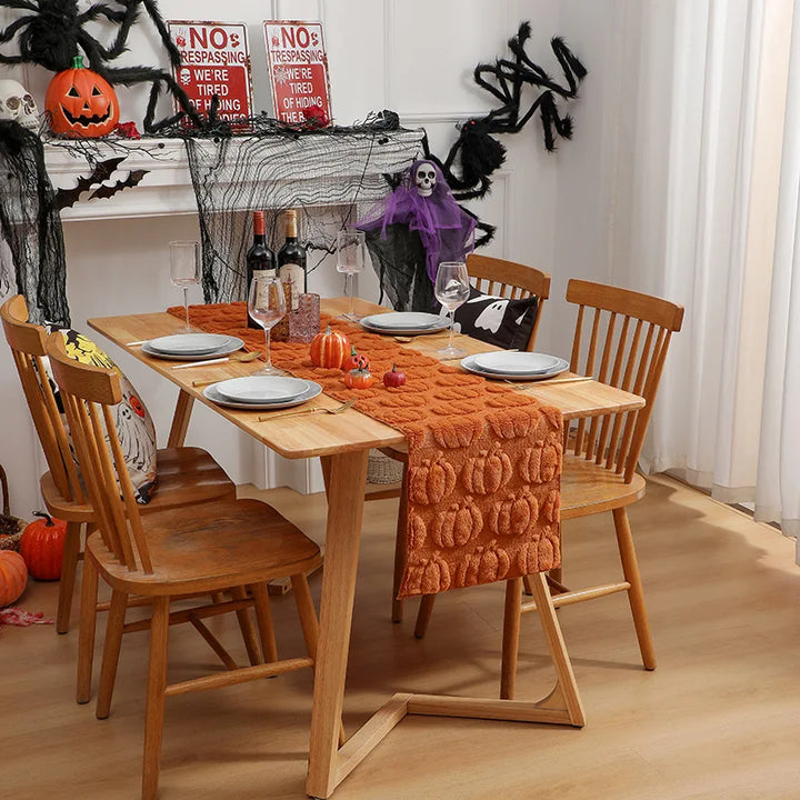 Harvest Pumpkin Chenille Table Runner
