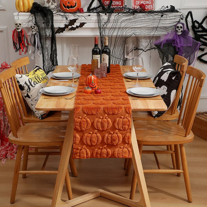 Harvest Pumpkin Chenille Table Runner