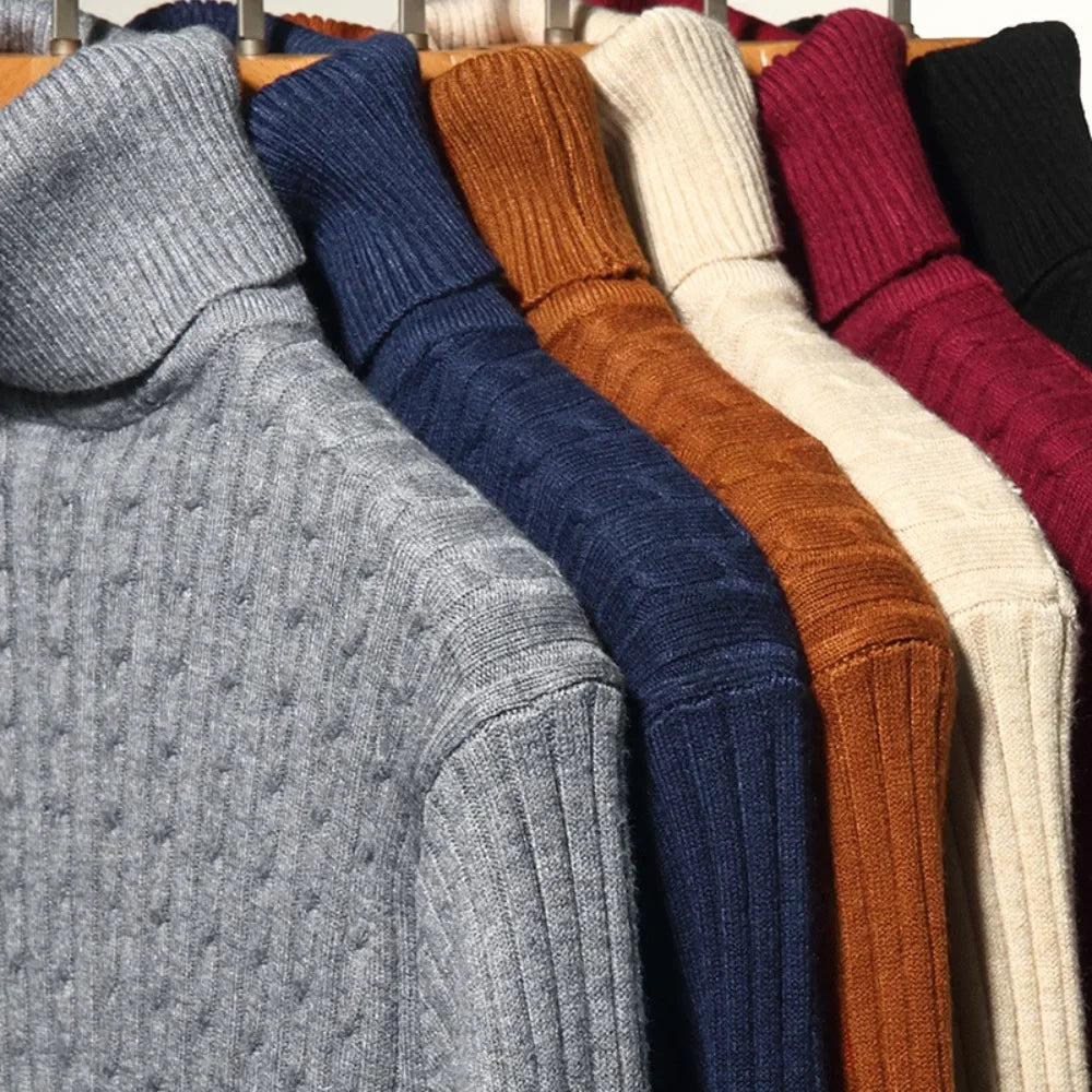 Ribbed Knit Turtleneck Sweater