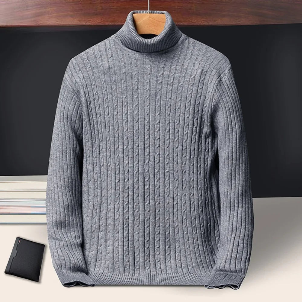 Ribbed Knit Turtleneck Sweater